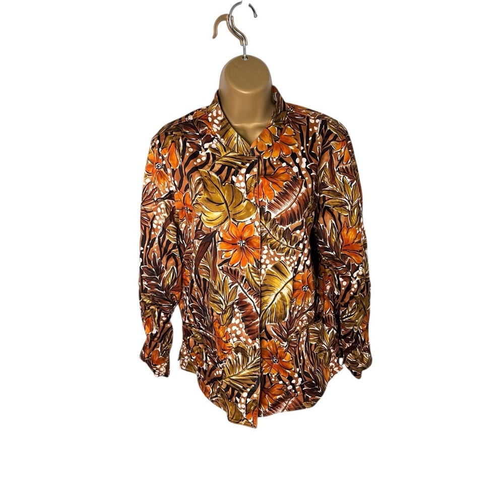 Vintage 90s Laura Ashley Leaf Floral Suit Jacket Brown Combo Large